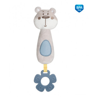 Canpol babies Plyšová pískací činka s kousátkem PASTEL FRIENDS šedý medvídek