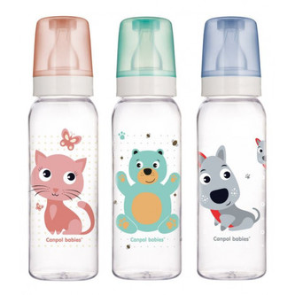 Canpol babies Lahev s potiskem CUTE ANIMALS 250ml