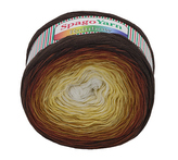 Příze SpagoYarn Rainbow - bílá, žlutá, hnědá, tm. hnědá - 250g / 1000 m