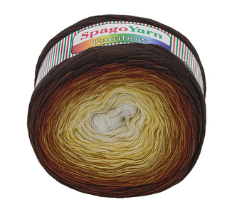 Příze SpagoYarn Rainbow - bílá, žlutá, hnědá, tm. hnědá - 250g / 1000 m