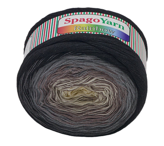 Příze SpagoYarn Rainbow - smetanová, hnědá, šedá, černá - 250g / 1000 m