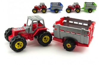 Traktor s přívěsem plast 51cm v síťce
