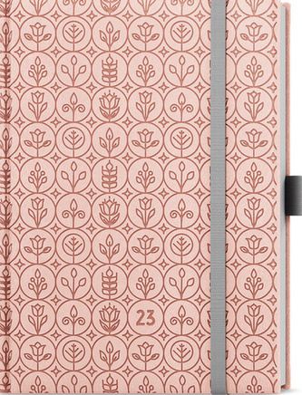 Denní diář Adam Vivella extra B6 Pastelová růžová Flora