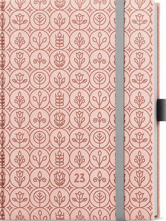 Týdenní diář Prokop Vivella extra B6 Pastelová růžová Flora