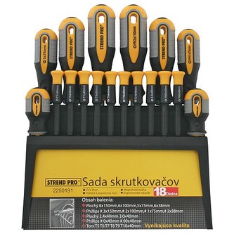 Šroubováky sada 18ks PH+ploché, v držáku  STREND