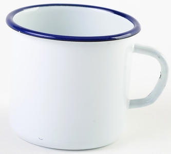 Hrnek smalt 400 ml bílý, modrý lem II ja.