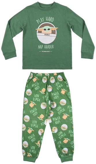 Dětské pyžamo - tričko a kalhoty Star Wars|Hvězdné války: TV seriál The Mandalorian The Child (14 let) zelená bavlna