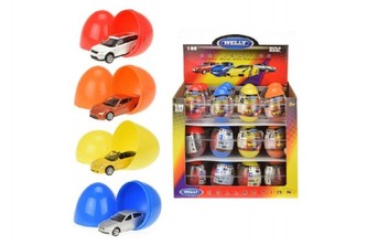 Auto Welly plast 5cm ve vajíčku 36ks v boxu