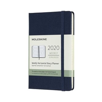 Moleskine: Horizontální týdenní diář 2020 tvrdý modrý S