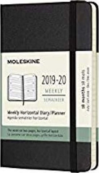 Moleskine: Horizontální diář 2019-2020 tvrdý černý S
