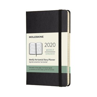Moleskine: Horizontální týdenní diář 2020 tvrdý černý S