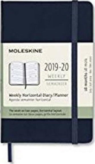 Moleskine: Horizontální diář 2019-2020 tvrdý modrý S