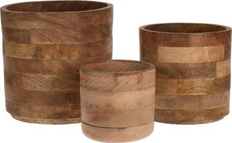 Květináč dekorativní sada 3 ks mangové dřevo