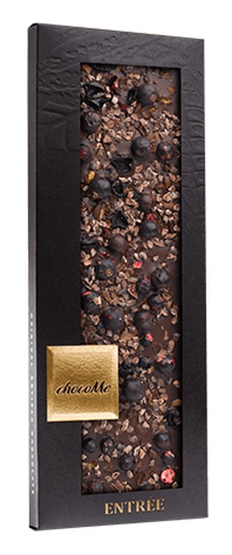 Hořká čokoláda s černým rybízem, kakaovými boby a mletými zrny etiopské kávy Yirga