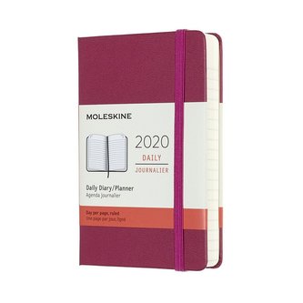 Moleskine: Diář 2020 denní tvrdý růžový S