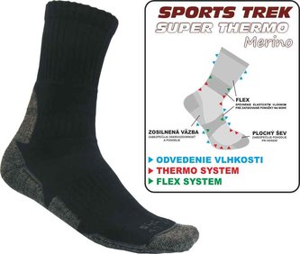 Rybářské Ponožky TREK SUPER THERMO Merino velikost 43-46