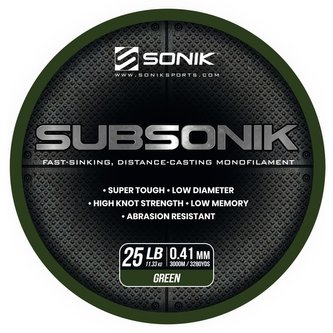 SONIK: Vlasec Sub Green 0,41mm 25lb 3000m
