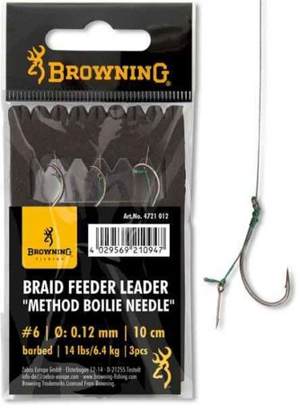 Feeder návazec - šňůra, method boilies jehla 3ks 10cm / 6,4kg # 6 háček 3ks