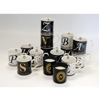 HOME ELEMENTS Hrnek 370 ml, Initials: písmeno G