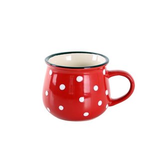 HRNEK ČERVENÝ S BÍLÝMI PUNTÍKY, 230ML, KERAMIKA