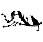 Kočka na větvi - plastová šablona 120 Rozměr: D 29x29cm