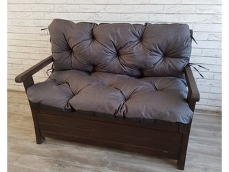 Prošívané sezení ELIAS, polstr na zahradní lavici - sedák s opěrkou, ANTRACIT, 150x60x50 cm, Mybesthome