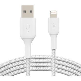 Belkin BOOST Charge Braided Lightning/USB-A odolný kabel, 15cm, bílý