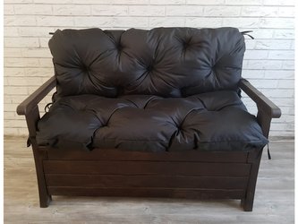 Prošívané sezení JONAS, polstr na zahradní lavici - sedák s opěrkou, ČERNÁ, 180x60x50 cm, Mybesthome