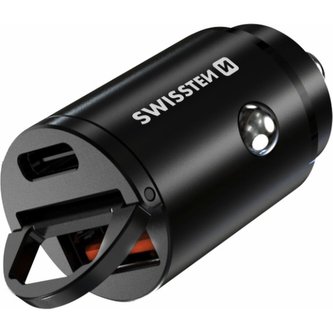 SWISSTEN CL adaptér POWER DELIVERY USB-C + SUPER CHARGE 3.0 30W NANO černý SWISSTEN CL adaptér POWER DELIVERY USB-C + SUPER CHARGE 3.0 30W NANO černý