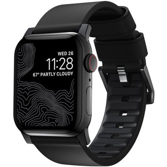 Nomad Active Pro hydrofobní kožený řemínek Apple Watch 45/44/42mm černý/černý