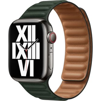 Apple Watch kožený tah 45/44/42mm sekvojově zelený - S/M
