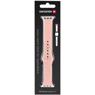 SWISSTEN silikonový řemínek pro Apple Watch 42-44 mm pískově růžový