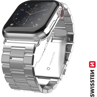 SWISSTEN kovový řemínek Pro Apple Watch 42-44 mm stříbrný