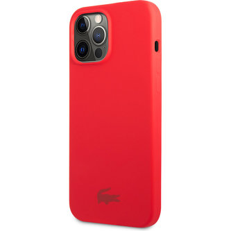 Lacoste Liquid Silicone Glossy Printing Logo Kryt pro iPhone 13 Pro Max Red