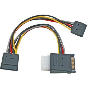 PremiumCord napájecí Y kabel k HDD SATA na 5,25" F + 2x SATA F 0,15m