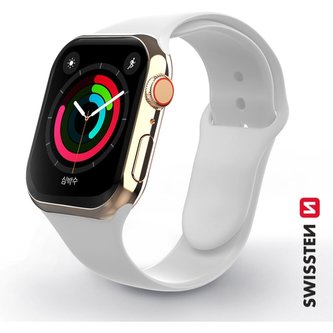 SWISSTEN silikonový řemínek pro Apple Watch 42-44 mm bílý