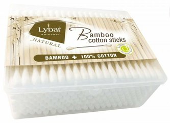 Lybar Original Natural Bamboo vatové tyčinky v hranaté krabičce 200 ks