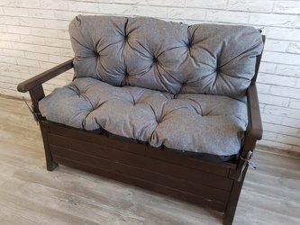 Prošívané sezení ELIAS, polstr na zahradní lavici - sedák s opěrkou, ŠEDÁ, 150x60x50 cm, Mybesthome