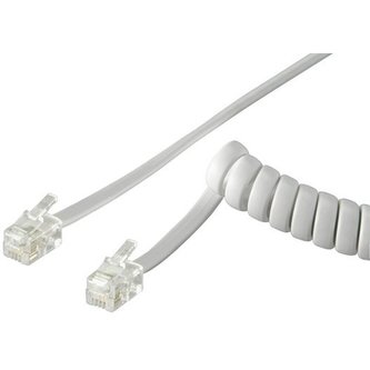 PremiumCord telefonní kabel sluchátkový kroucený 4 žíly bílý 4m