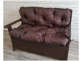 Prošívané sezení JONAS, polstr na zahradní lavici - sedák s opěrkou, HNĚDÁ, 120x60x50 cm, Mybesthome