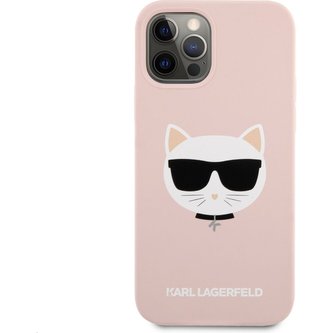 Karl Lagerfeld Choupette Head silikonový kryt iPhone 12/12 Pro růžový