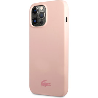 Lacoste Liquid Silicone Glossy Printing Logo Kryt pro iPhone 13 Pro Max Pink