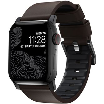 Nomad Active Pro hydrofobní kožený řemínek Apple Watch 45/44/42mm hnědy/černý