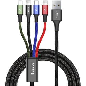 Baseus Fast 4-in-1 kabel s 2x Lightning/USB-C/MicroUSB 3.5A 1.2m černý