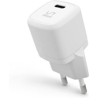 iWant USB-C PD MINI síťová nabíječka s rychlo-nabíjením 20W bílá