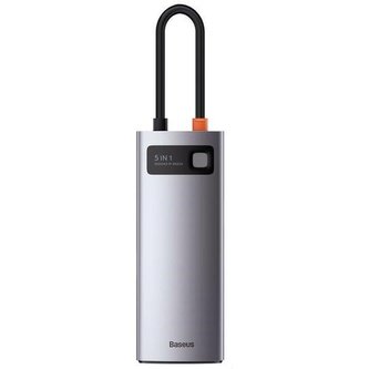 Baseus Metal Gleam Series 5v1 HUB Type-C (USB-C PD 100W, 3* USB 3.0, HDMI) šedý