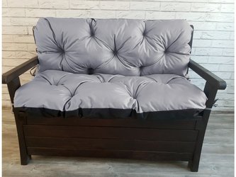 Prošívané sezení JONAS, polstr na zahradní lavici - sedák s opěrkou, SVĚTLE ŠEDÁ, 180x60x50 cm, Mybesthome