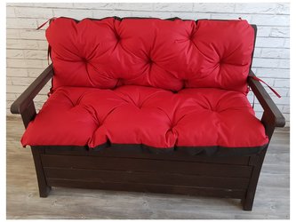 Prošívané sezení JONAS, polstr na zahradní lavici - sedák s opěrkou, ČERVENÁ, 180x60x50 cm, Mybesthome