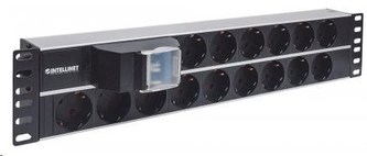 Intellinet 19" 2U Rackmount 15-Way Power Strip - German Type, rozvodný panel, 15x DE zásuvka, 3m kabel