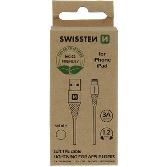 SWISSTEN datový kabel USB/LIGHTNING 1,2M bílý (ECO BALENÍ)